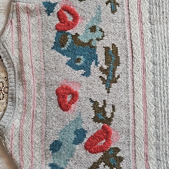 Sundance Bold Botanic Scoop Neck Hand Embroidered Wool Blend Sweater - Picture 8 of 14